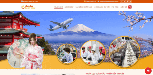 Giao diện website tư vấn XKLĐ Nhanluctoancau dễ nhìn, bắt mắt
